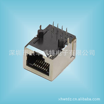 RJ45网络接口 PCB插座 网口8P8C 90度全包带屏蔽后脚