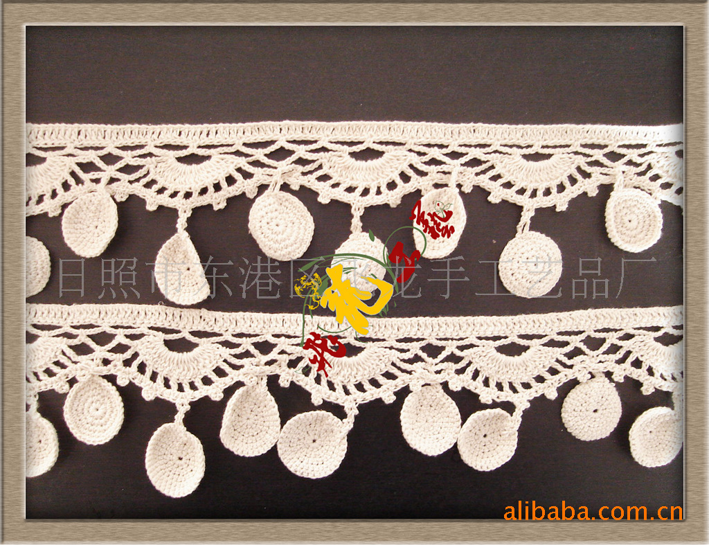 供应手钩花边，棉线花边。手工钩编花款式新。品种全