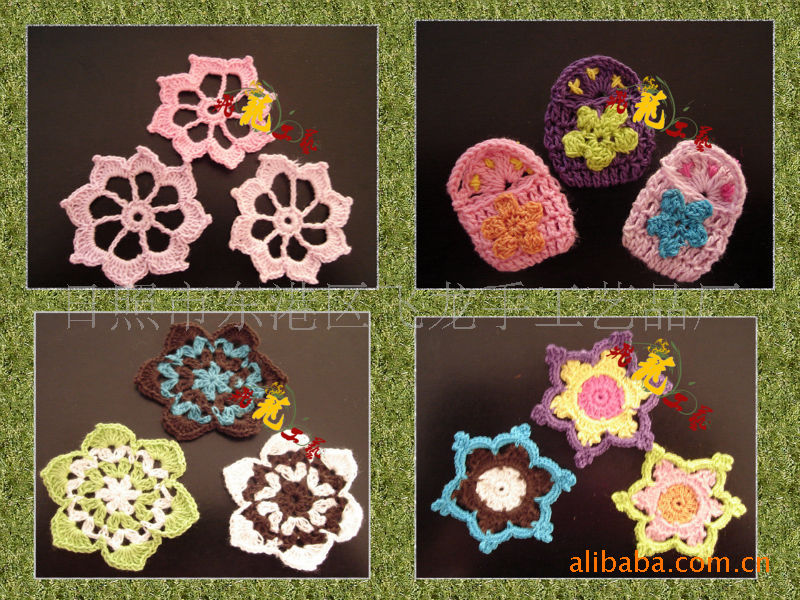 供应手钩花，胸花。钩编花，手工编织花。款式新品种全