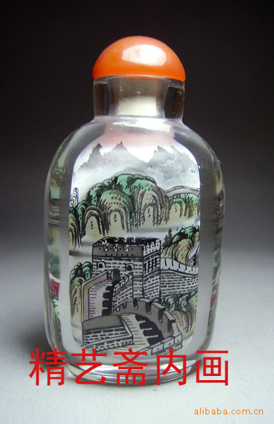 水晶内画鼻烟壶烟壶 水晶内画工艺品|ru