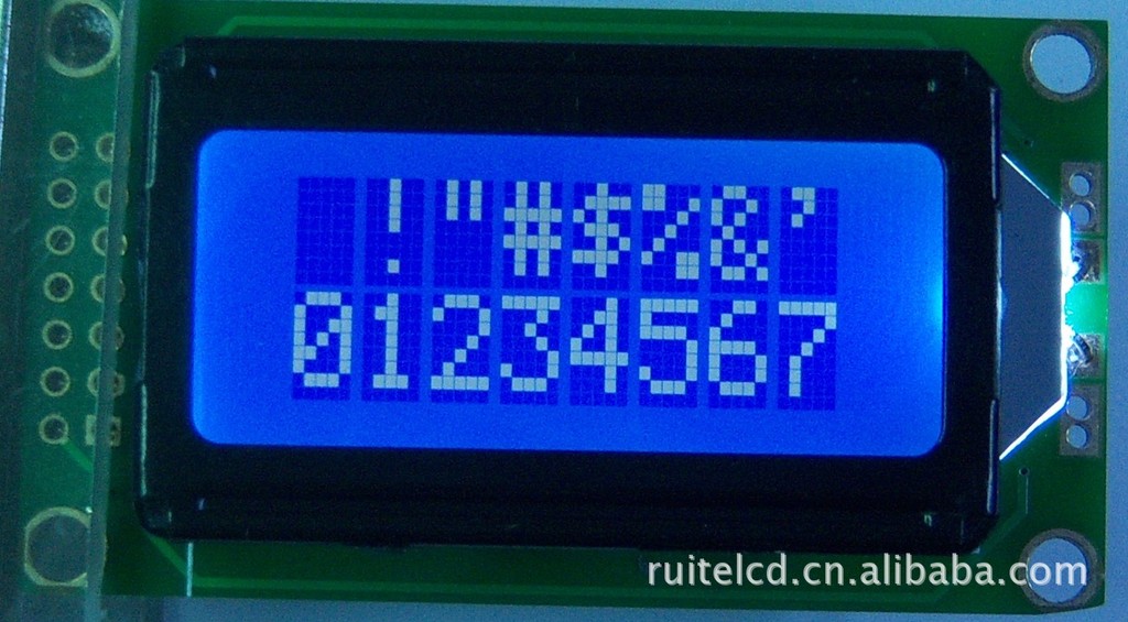 0802  RT0802B-1   RT0802 16PIN LCM 字符点阵液晶模块  绿 蓝
