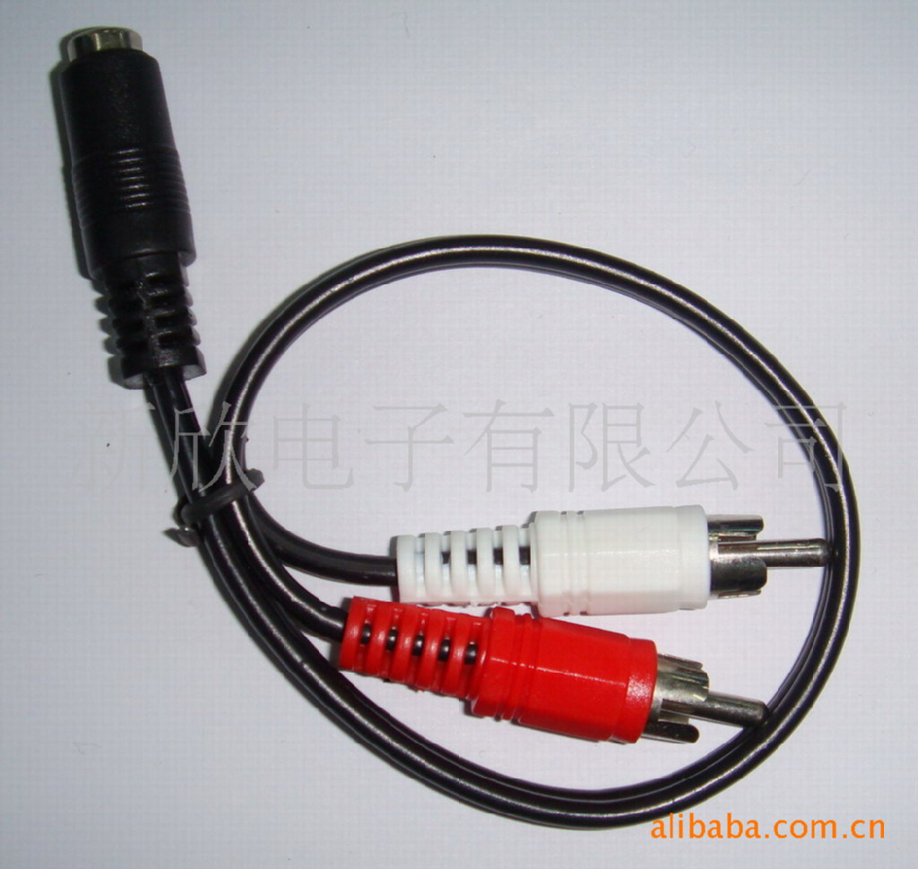 一分二音频线 3.5mm立体声母转2RCA公线 一拖二音视频线