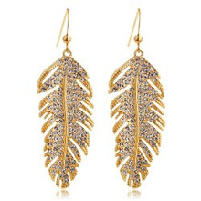 波西米亞時尚女款水晶耳環-愛的羽翼（金色）4138-2韓國進口耳飾