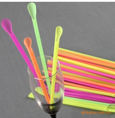 双童吸管勺管艺术吸管一次性吸管带勺沙冰吸管勺形吸管50只70414|ru