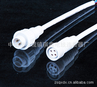 厂家直销供应LED插头电线四芯公母头国标环保耐寒对接线插头