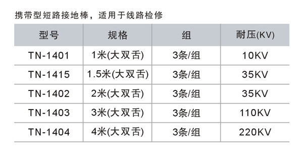 携带型接地棒规格