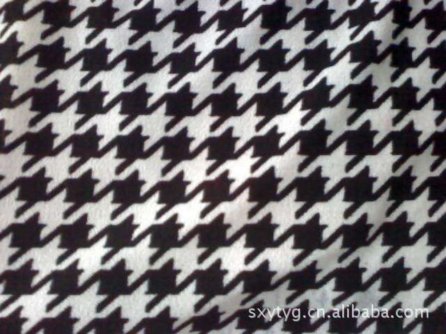 千鸟格印花摇粒绒面料 家居服睡衣毛衣毛毯面料 现货厂家直销批发