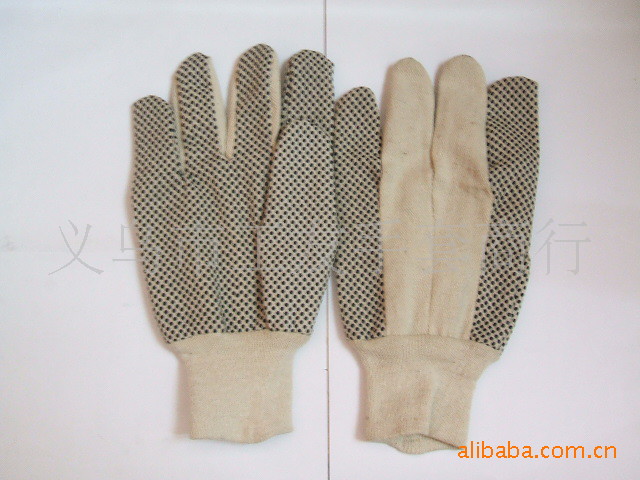 厂家直销斜纹布点珠劳动手套,园林手套花园手套工作防护手套