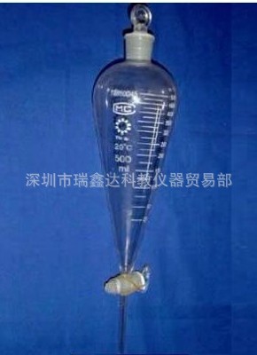 玻璃梨形刻度分液漏斗500ML 梨形分液漏斗 玻璃梨斗