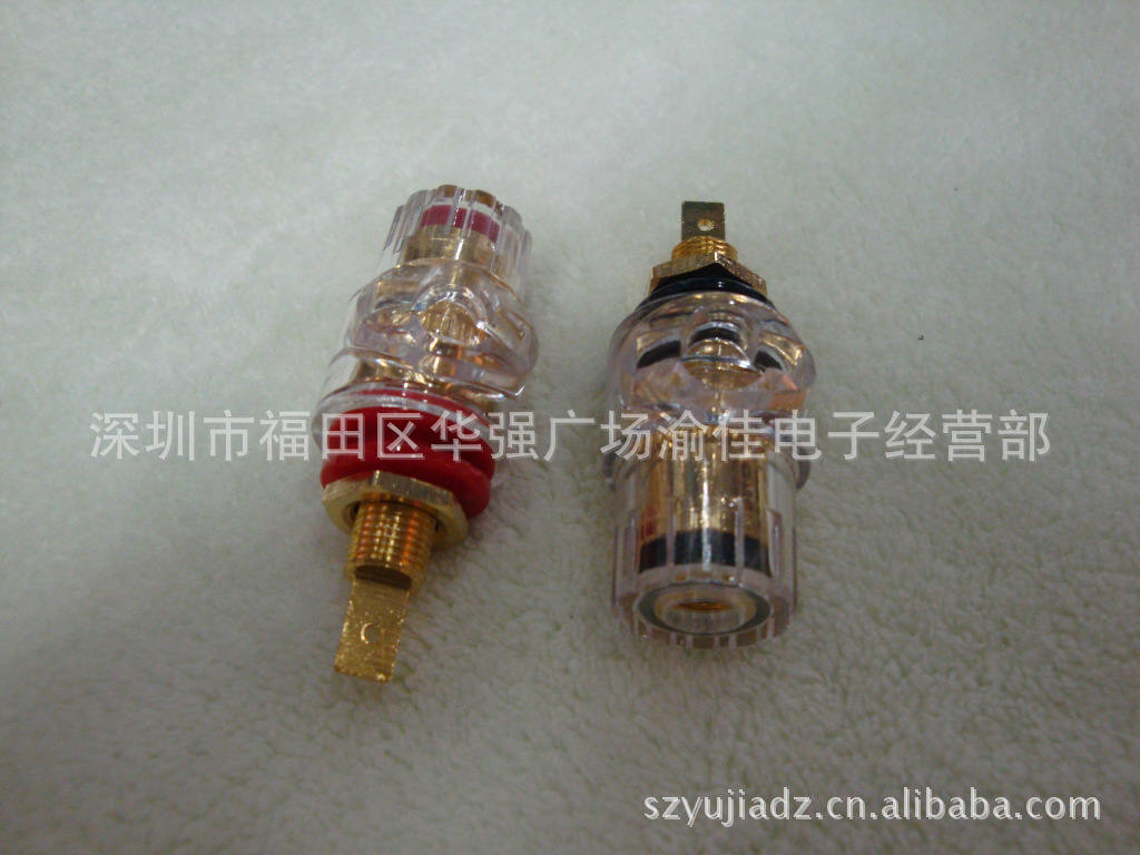 纯铜镀金水晶接线柱 多用音箱喇叭接线插座 香蕉插座