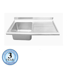 商用不锈钢操作台厨房水槽单眼平台304不锈钢水槽单盆带沥水板