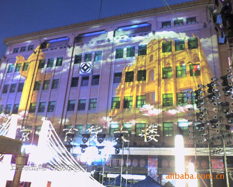 建筑夜景亮化投影_3D亮化投影_巨幅楼体广告投影灯 巨幅楼体投影