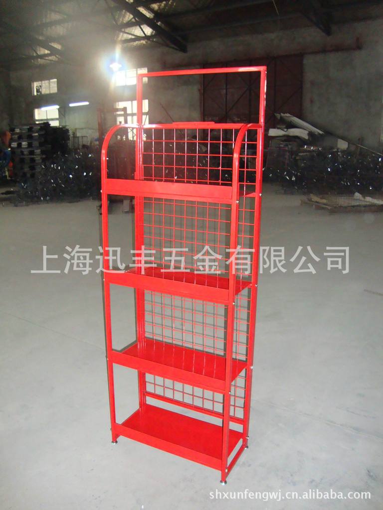 红色落地折叠4层机油展示架润滑油陈列架加油站促销货架红色货架