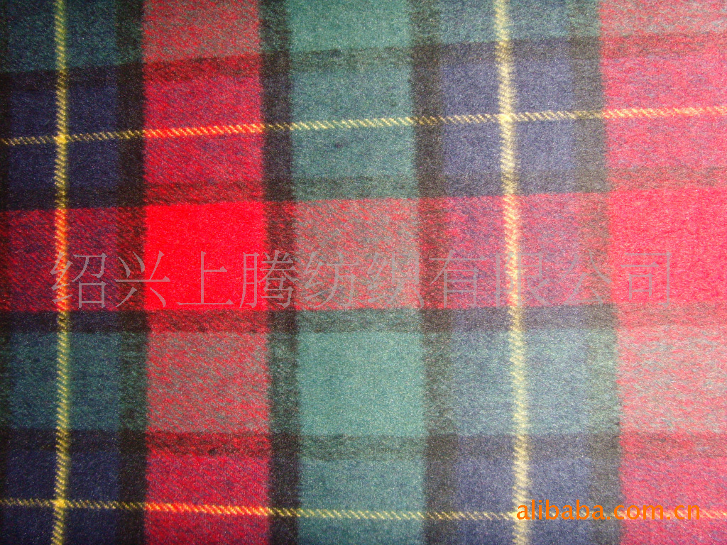 厂家格子顺毛大衣呢 半精纺羊毛女装大衣面料 现货供应