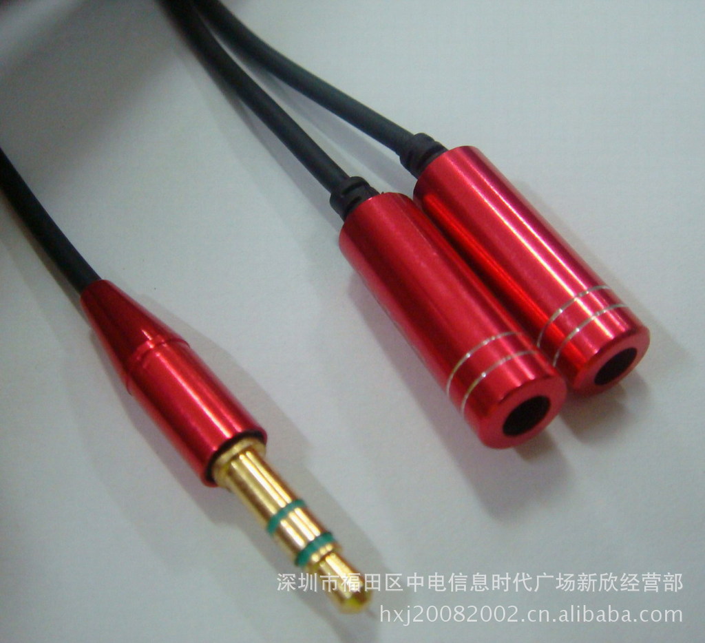 高品质金属 分频线 3.5一分二 情侣线 耳机一公两母线