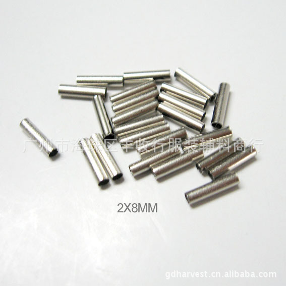 2x8MM白叻色圆柱形金属管 装饰服装辅料 铜管 无叻白叻品质