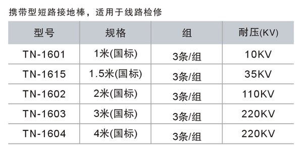 携带型接地棒规格