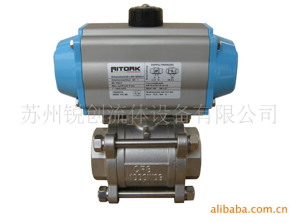 苏州锐创气动SUS304丝扣球阀，气动球阀，气动不锈钢球阀