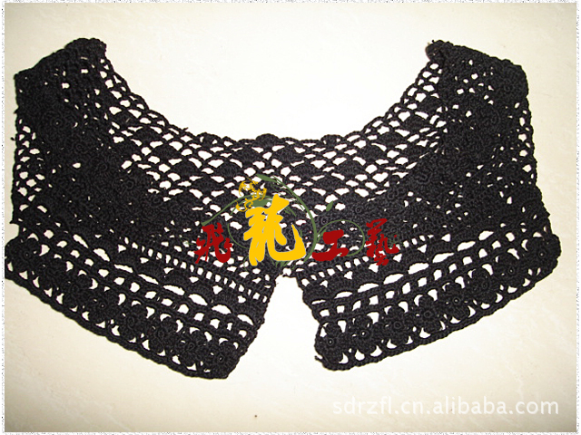 供应手钩领花，衣领，棉线花边。手工钩编花款式。