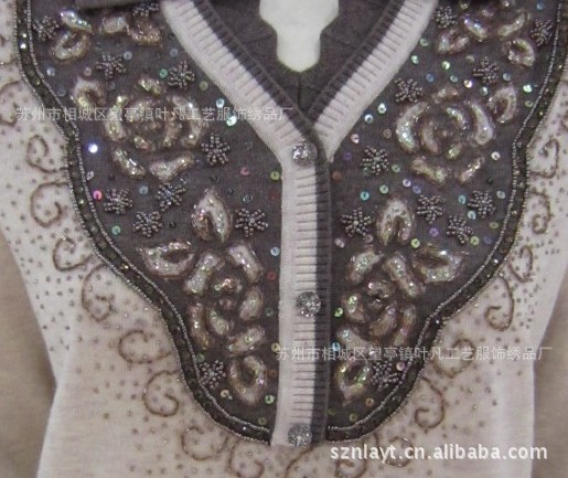 厂家供应  苏州“叶凡”厂家供应手工订珠+刺绣