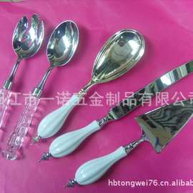 P-008O锌合金陶瓷柄面包刀梳形蛋糕面包三角铲沙拉叉勺饭勺