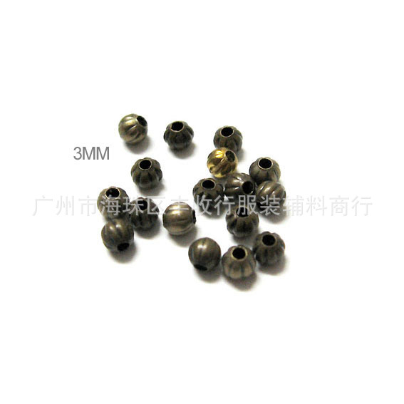 电镀日本青古饰品配件圆形空心3MM南瓜形铜珠