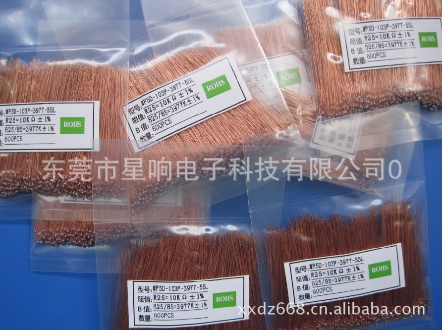 供应100K 单端玻璃封装NTC热敏电阻 适用于食品高温设备的测控温