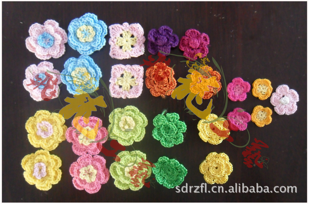 供应手钩花，手勾花，钩针毛线花。H-65