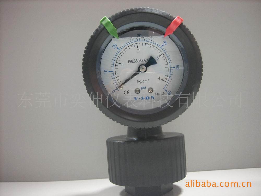 蚀刻机耐酸碱隔膜压力表，单面PP隔膜表0-4KG,耐腐耐酸压力表