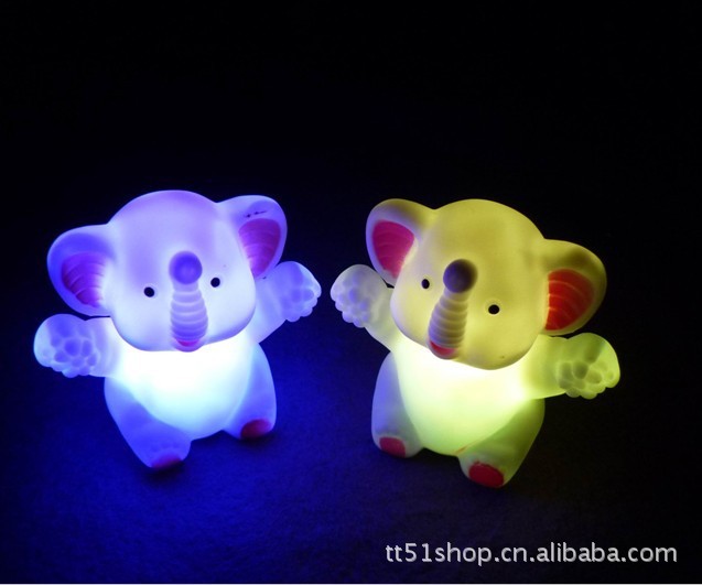 lovely Hug elephant Colorful Discoloration Night light Hug elephant Flash Night light Temple Fair
