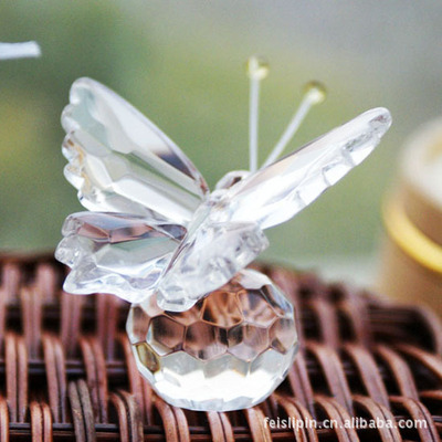 宝宝生日回礼创意小礼物 创意水晶水晶蝴蝶摆件 礼盒 活动小礼品|ru