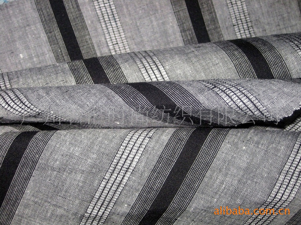 热卖 0905  凉爽透气  棉麻色织条纹格子布 男女装上衣休闲服面料