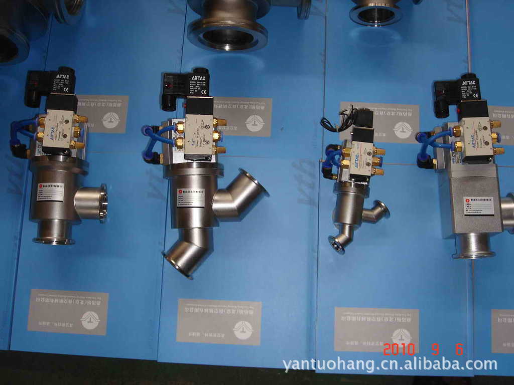 高真空气动挡板阀 GDQ-Y25气动真空Y型阀 真空气动阀门304不锈钢