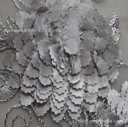 厂家供应供应激光花+手工订珠 服装服饰面料