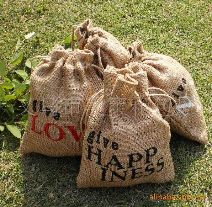 supply Linen Bundle pocket Drawstring bag/Coffee bags/Small single custom