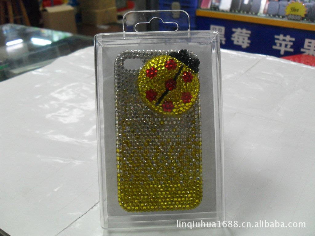 供应iphnoe镶钻手机壳透明水晶盒包装 蓝牙耳机透明塑料包装盒