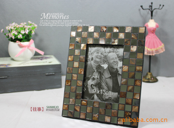 Southeast Asian amorous feelings Boutique shell series High grade black seashells Set Photo frame