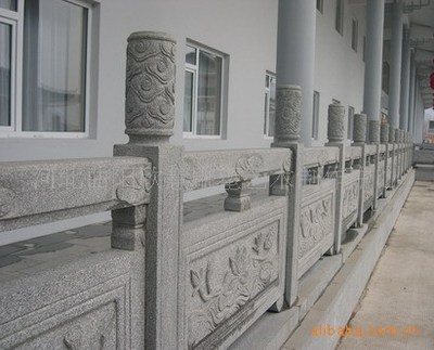 supply White jade Flowers Steeplechase stone carving Stone Carving Railing guardrail Installation