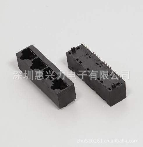 供应RJ45插座1x4全塑180度