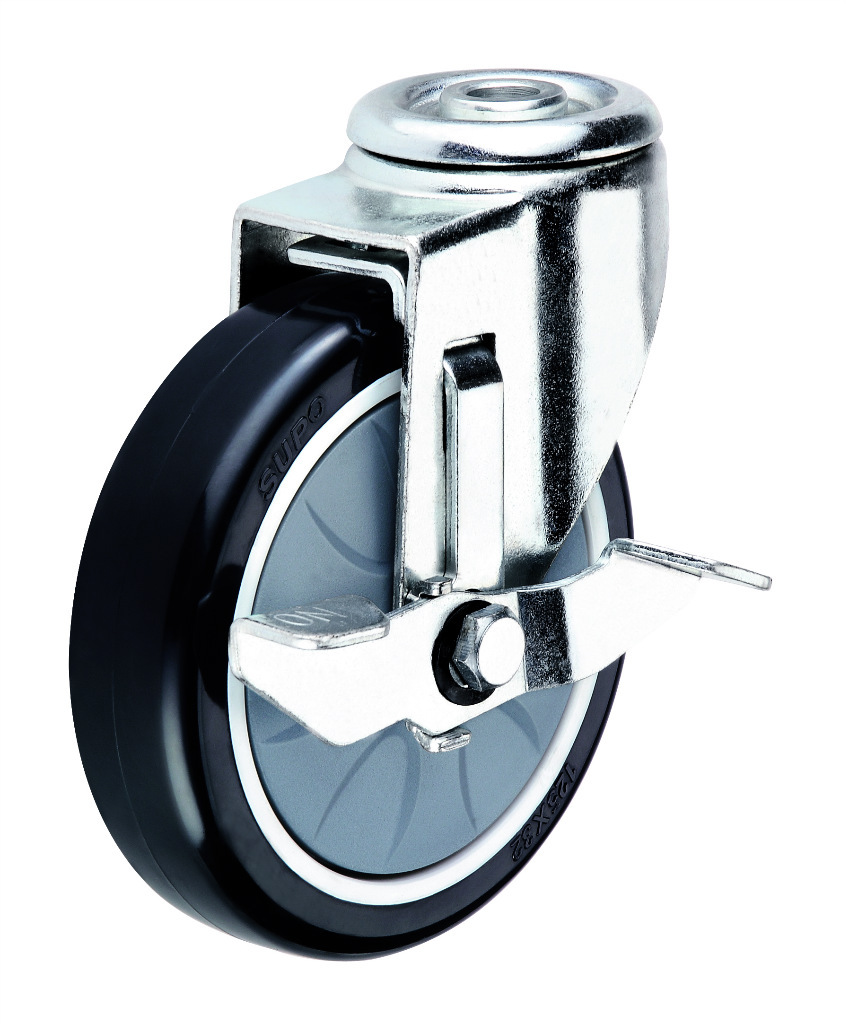 边刹脚轮 聚氨酯PU轮 塑料轮子 厂家供应工业脚轮