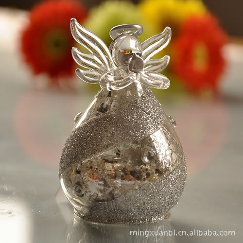 Púrpura plata sinuoso bendición de seda Ángel novela creativa decoración del hogar artesanía vidrio