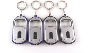 Bottle opener 2-in-1 LED plastic keychain advertising promotional gift LED keychain light