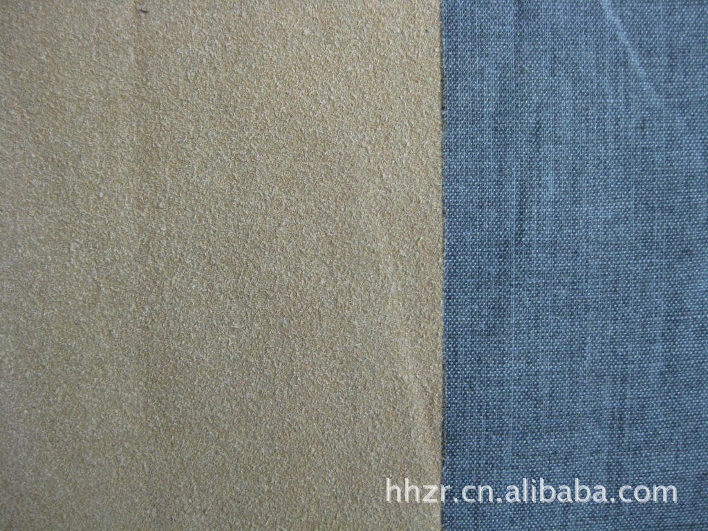 源头工厂直销 半PU起毛布牛皮粉植绒 复合用皮粉布 热销 环保
