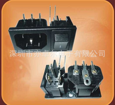 台湾荣丰RONGFENG插座带开关弯脚RF-2001C二合一电源插座