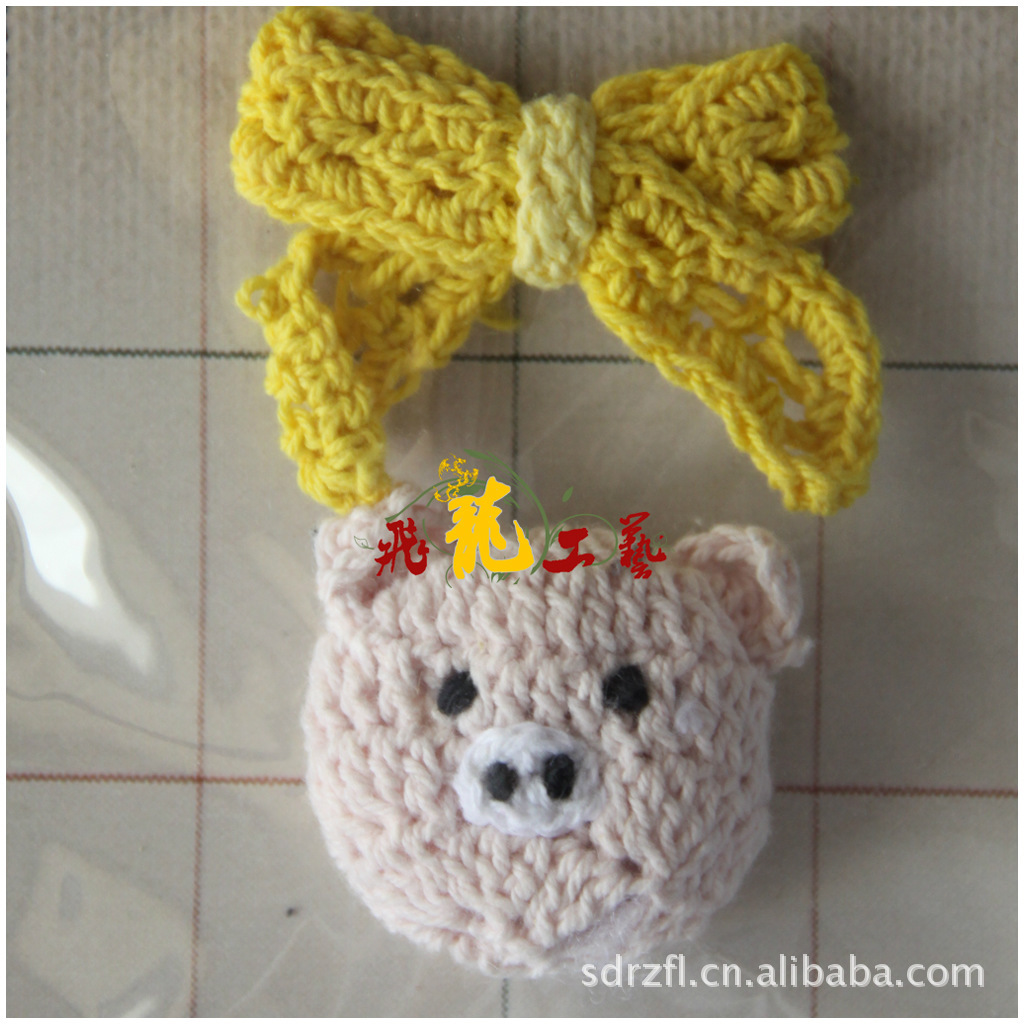 供应手钩花，钩花。蝴蝶结小花。帽子，服装配花H-63