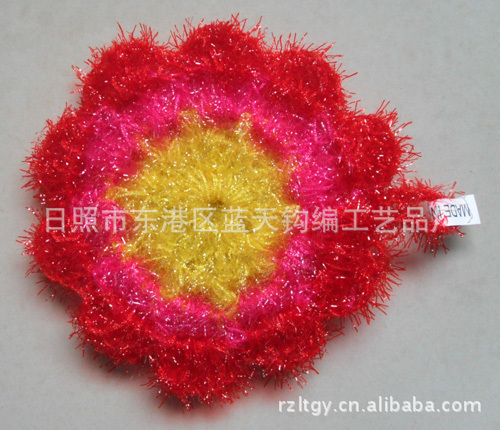 勾花毛线花、毛线勾花手工胸针DIY花饰装饰