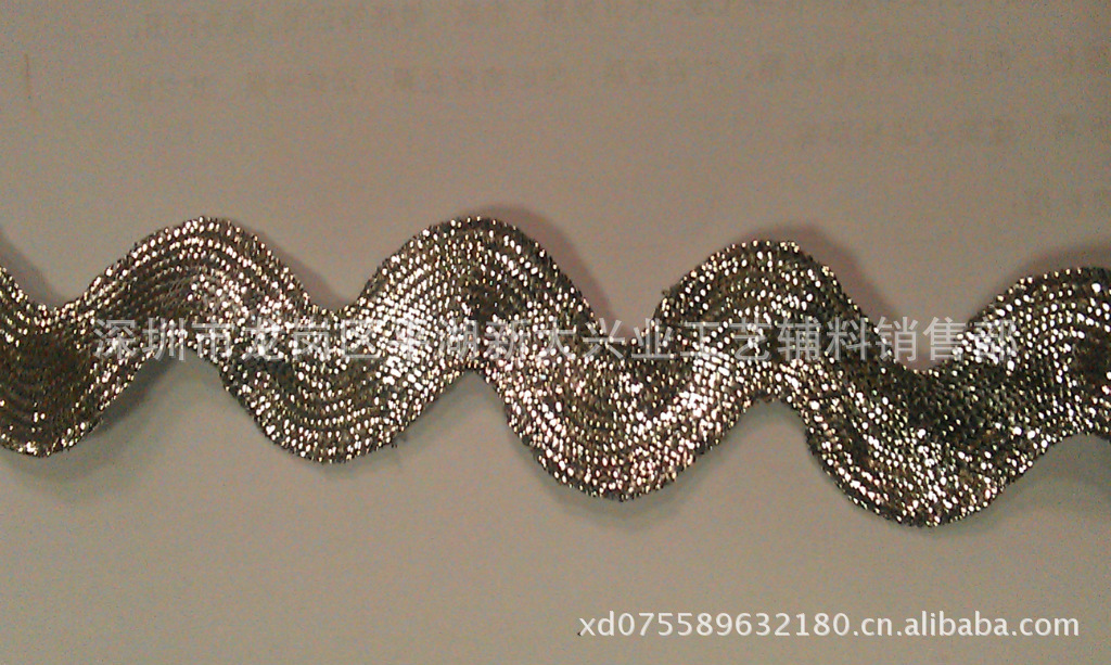 2.4CM金/银 曲边带 波浪带优质手工刺绣金线精美雅致金银丝线