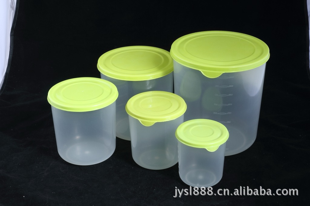 【产品】圆形套五塑料保鲜储物盒可印刷不含BPA