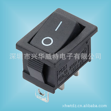 电源翘板开关 船形开关 船型开关 黑色3脚二档平面