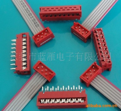 供应AMP红色1.27IDC/DIP成品灰排线